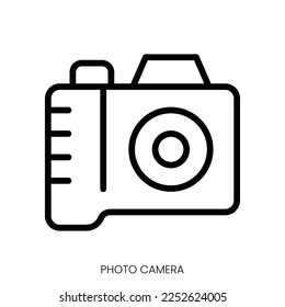 photo camera icon. Line Art Style Design Isolated On White Background
