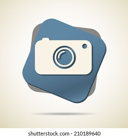 photo or camera icon with long shadow 