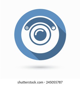Photo or camera icon with long shadow. Flat design