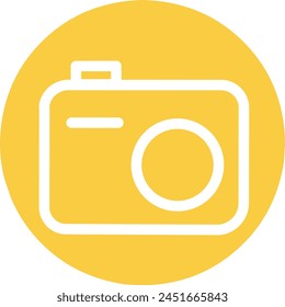 Photo Camera Icon.  The main icons are placed on a yellow background