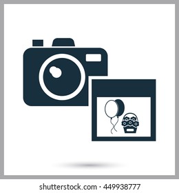 Photo camera icon on the background