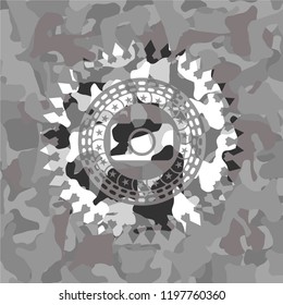 photo camera icon on grey camouflage pattern