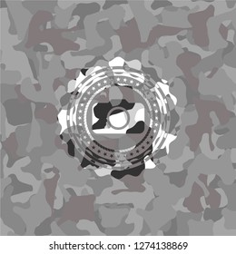 photo camera icon on grey camouflage texture