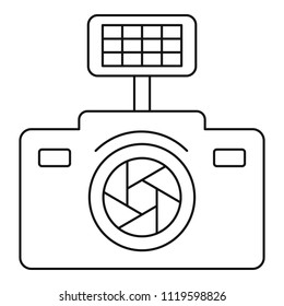 Photo camera icon. Outline photo camera vector icon for web design isolated on white background