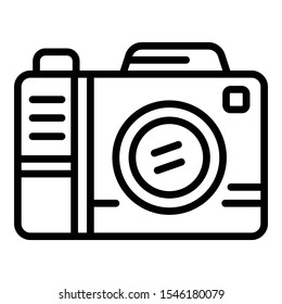 Photo camera icon. Outline photo camera vector icon for web design isolated on white background
