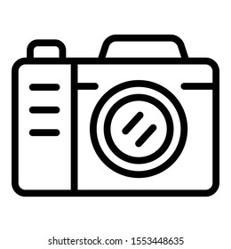 Photo camera icon. Outline photo camera vector icon for web design isolated on white background