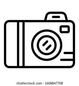 Photo camera icon. Outline photo camera vector icon for web design isolated on white background
