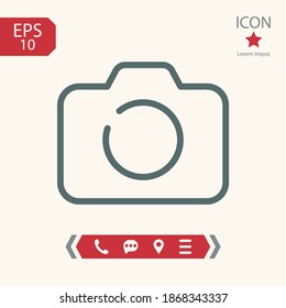 icono de la cámara fotográfica, ilustración del vector de contorno.