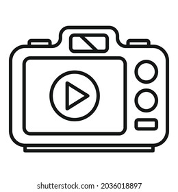 Photo camera icon outline vector. Digital picture. Flash photography