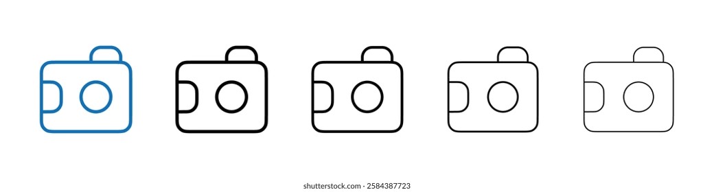 Photo Camera icon Outline vector logo for web ui