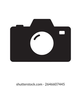 Ícone de câmera fotográfica para um fotógrafo capturar uma imagem representando um dispositivo para fotografia digital ou um vetor de glifo sólido de máquina de fotografia de filme vintage