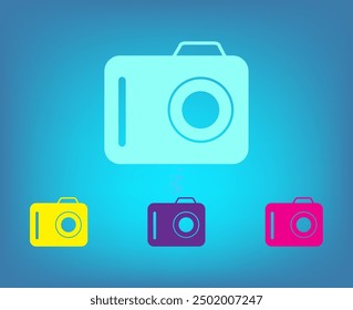 Icono de cámara fotográfica. Fotografía. Diseño plano.