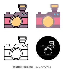 ícono de la cámara fotográfica, ícono del Vector de la Fotografía, conveniente para los App móviles, los App del Web y los medios impresos. Múltiples iconos de estilo, 