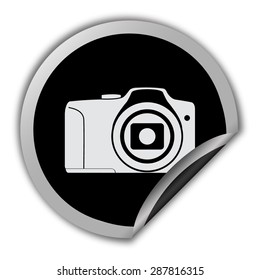 photo camera icon - round vector sticker