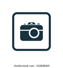 photo camera icon Rounded squares button, on white background 