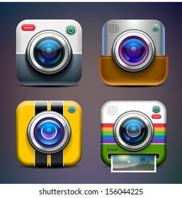 Photo camera icon set. Eps 10.