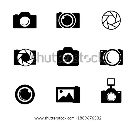 Photo and camera icon set. Icons of photography, image, photo gallery and photo camera. Diaphragm icon. image, photo gallery Vector illustration.