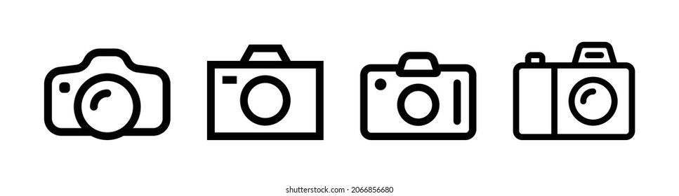 Icono de cámara fotográfica aislado en fondo blanco.