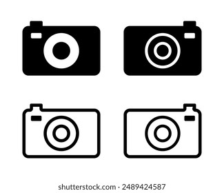 Photo camera icon set isolated on white background. Photo shooting symbol. Vector illustration.