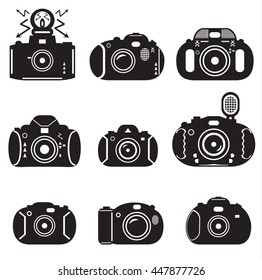 Photo camera icon set. Models for stickers and registration sites.Vector illustration