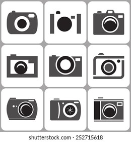 photo camera icon set vector