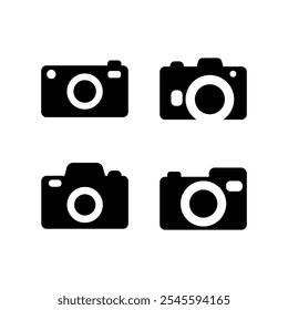 Conjunto de ícones da câmera fotográfica. Ilustração vetorial.