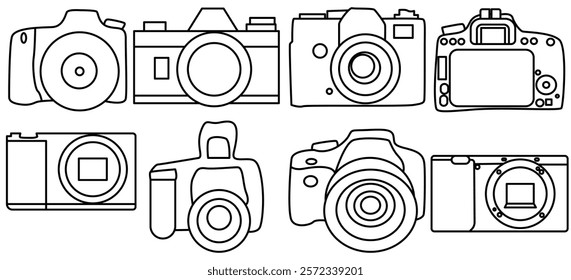 Photo camera icon set. Vector camera photography icon in flat style.