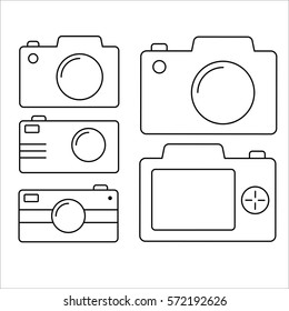 photo camera icon set white background