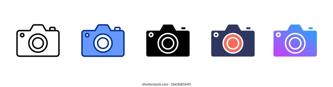 Colección de múltiples estilos de la hoja de iconos de la cámara fotográfica
