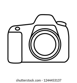 Photo camera icon. Simple line art illustration.