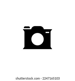 Photo camera icon. Simple style poster background symbol. No photo door sign. Attachment button. Photo camera brand logo design element. Photo camera t-shirt printing. Vector for sticker.