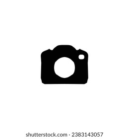 Icono de cámara fotográfica. Símbolo de fondo de afiche de exposición fotográfica de estilo sencillo. Elemento de diseño del logotipo de la marca de estudio de fotógrafos. Botón Galería. Fotografía de la cámara de impresión de camisetas. Vector para pegatinas.