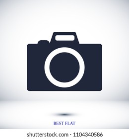 photo camera icon, stock vector illustration flat design style