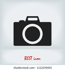 photo camera icon, stock vector illustration flat design style