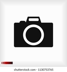 photo camera icon, stock vector illustration flat design style