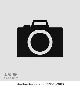 photo camera icon, stock vector illustration flat design style