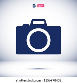 photo camera icon, stock vector illustration flat design style