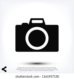 photo camera icon, stock vector illustration flat design style