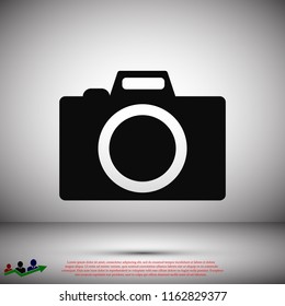 photo camera icon, stock vector illustration flat design style