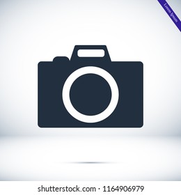 photo camera icon, stock vector illustration flat design style