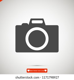 photo camera icon, stock vector illustration flat design style