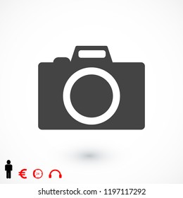 photo camera icon, stock vector illustration flat design style