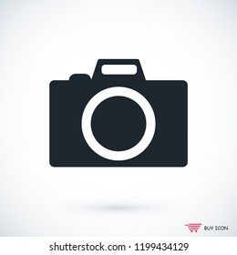 photo camera icon, stock vector illustration flat design style