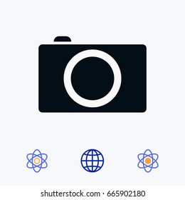 photo camera icon, stock vector illustration flat design style
