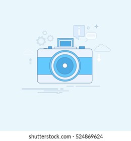 Photo Camera Icon Thin Line Vector Illustration