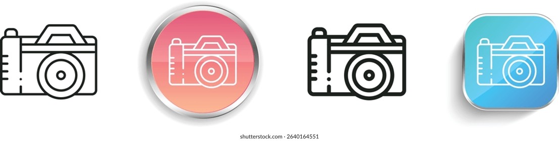 photo camera icon. Thin Linear, Regular and Button Style Design Isolated On White Background