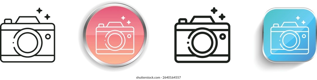 photo camera icon. Thin Linear, Regular and Button Style Design Isolated On White Background