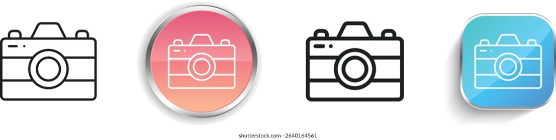 photo camera icon. Thin Linear, Regular and Button Style Design Isolated On White Background