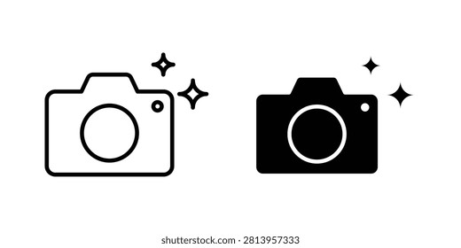 Photo Camera icon thin pictogram group.