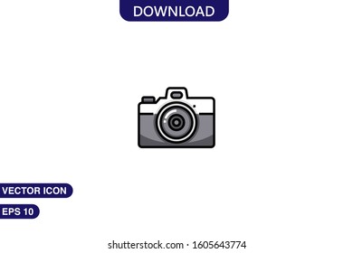 Photo camera icon in trendy flat style isolated on white background vector illustration